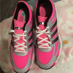 Adidas Women's Neon Pink and Gray Athletic Shoes